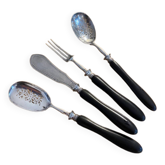 Cutlery service in Binbins Mignardises silver neck brace 19th century ebony handle