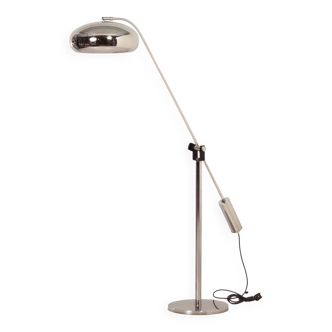 Chrome space age floor lamp from the 70s with adjustable rod arm