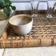 Plateau rotin et bambou  vintage 45X45cm