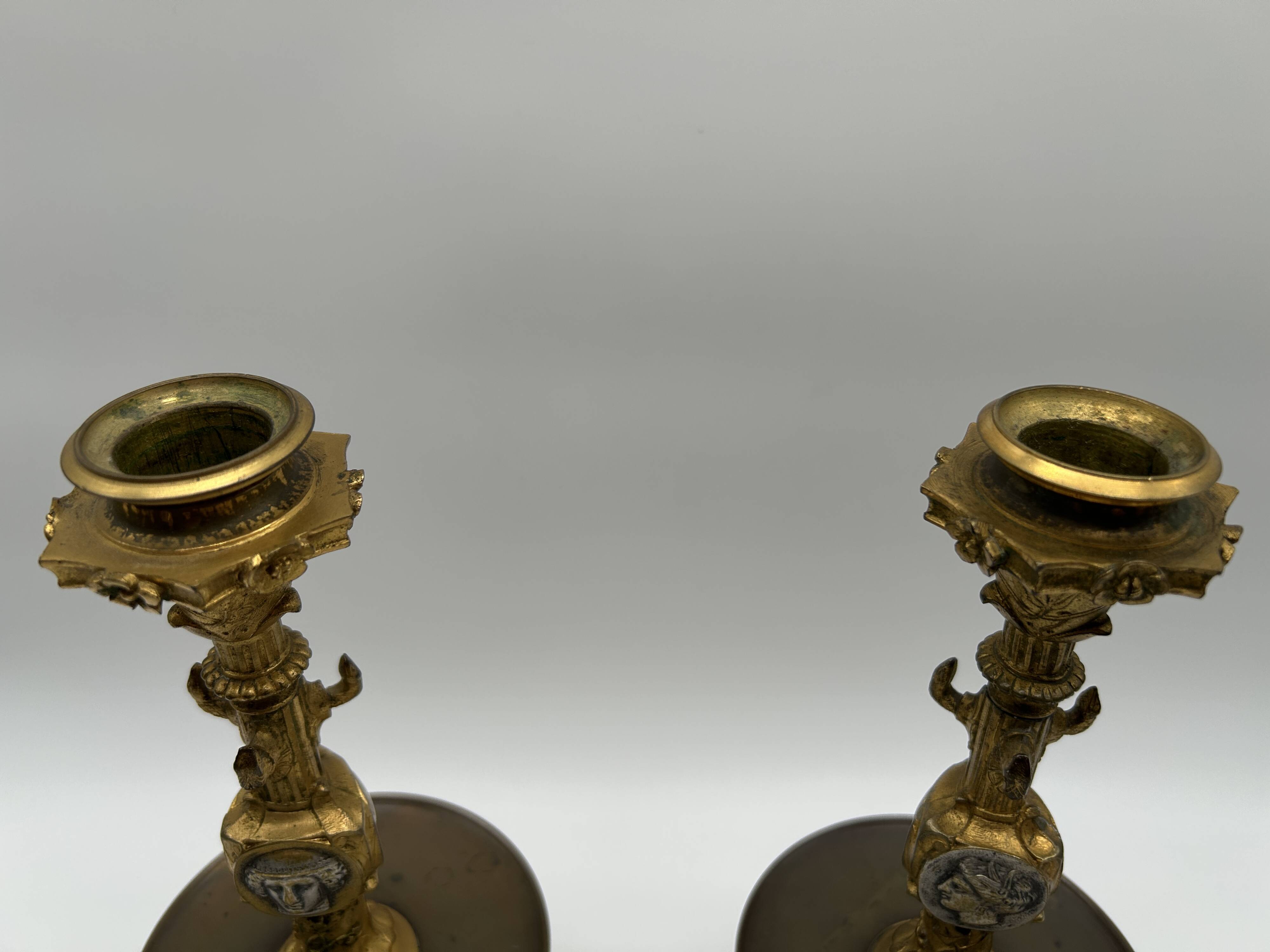 Pair of gilt bronze candlesticks by Cailleux - Barbedienne