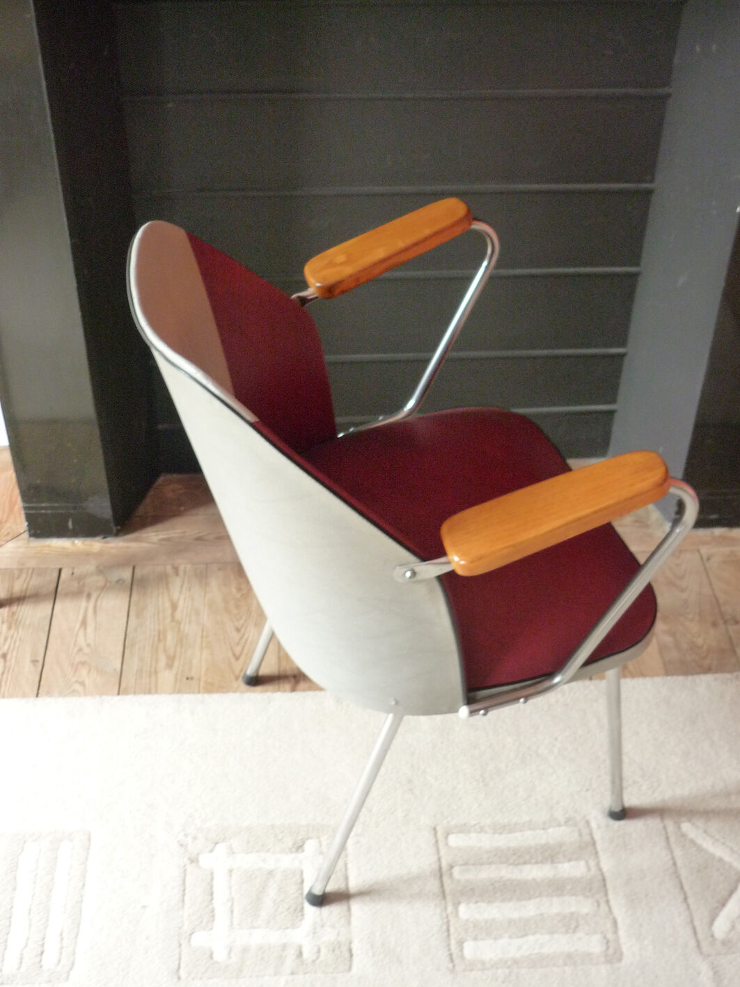 1960 Structure chrome tube - beech - two-tone leatherette Chair