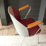 1960 Structure chrome tube - beech - two-tone leatherette Chair