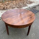 Round extendable dining table with drop leaf, 19th century console table