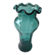 Blown glass vase with a flared neck and wavy rim.