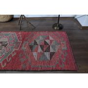 1970s Vintage Turkish Oushak Handmade Wool Cotton Pink Runner Rug 81x315
