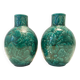 Pair of Handcrafted Green Ceramic Vases by Fanciullacci, Italy