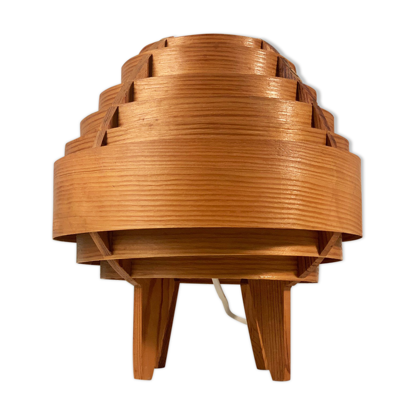Vintage Scandinavian lamp in wooden strips