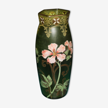 Vase Legras, forme balustre col hexagonal – epoque Art Nouveau
