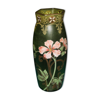 Legras vase, hexagonal collar baluster shape - Art Nouveau period