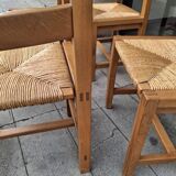 Set of four regaining chairs in elm. 1970