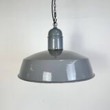 Industrial Grey Enamel Factory Pendant Lamp, 1960s