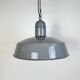 Lampe suspendue en émail gris industriel, années 1960