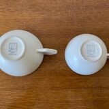 Set of 9 JARS White Ceramic Cups with Blue Grey Interior