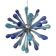 Murano Glass Sputnik Chandelier, Blue Air Drops, with Chromed Metal Frame