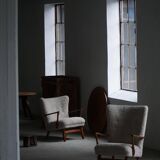 Viggo Boesen, Lounge Chair in Oak and Sheepskin Shearling, Modern Danish, 1950s