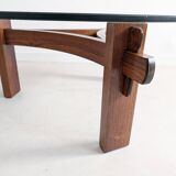 Table basse brutaliste en palissandre, années 1970