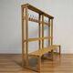 Vintage XL wooden coat rack with bench