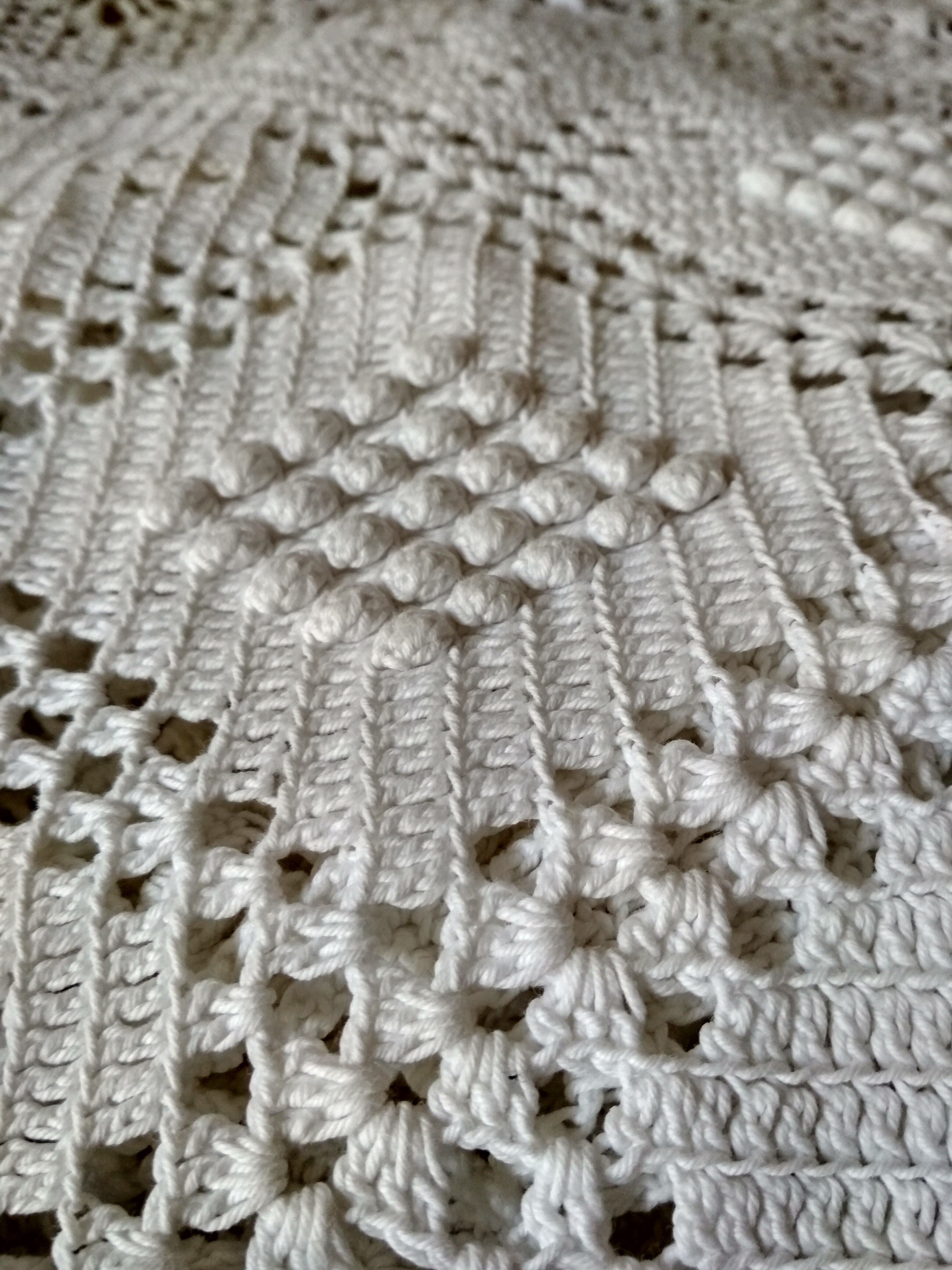 Dessus De Lit En Coton Crocheté Fait Main - 140x220 Cm - Blanc Lavable Machine