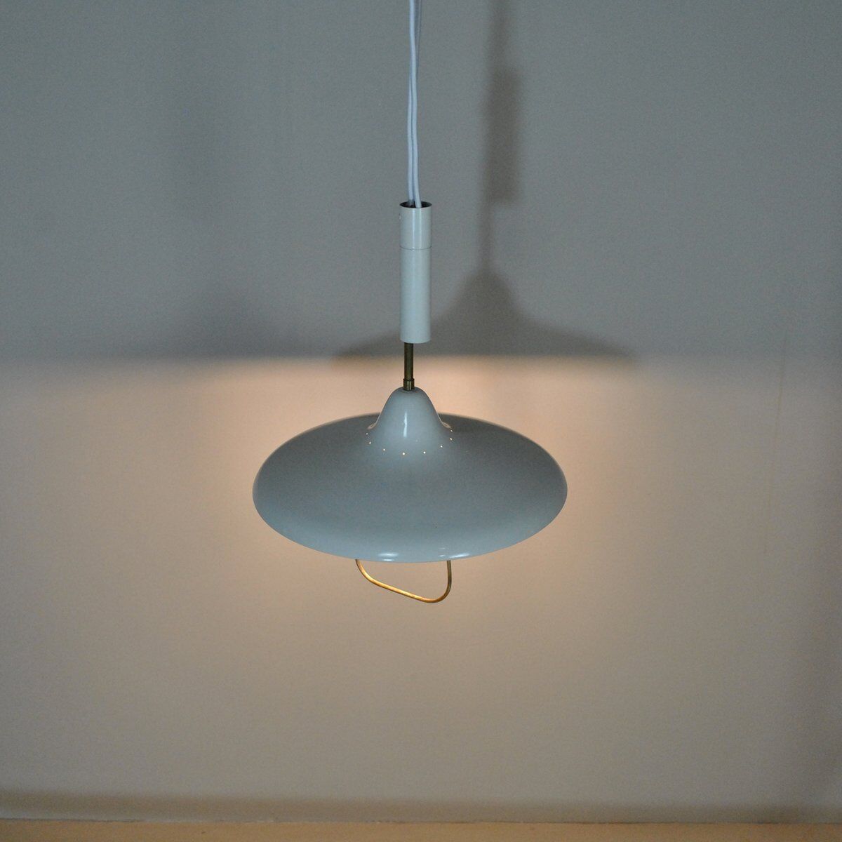 White lacquered iron ceiling lamp attributed to Stilnovo, 1960s.