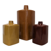 Set of 3 coloured earthenware vases Les Jardins d'Ulysse, France circa 1990