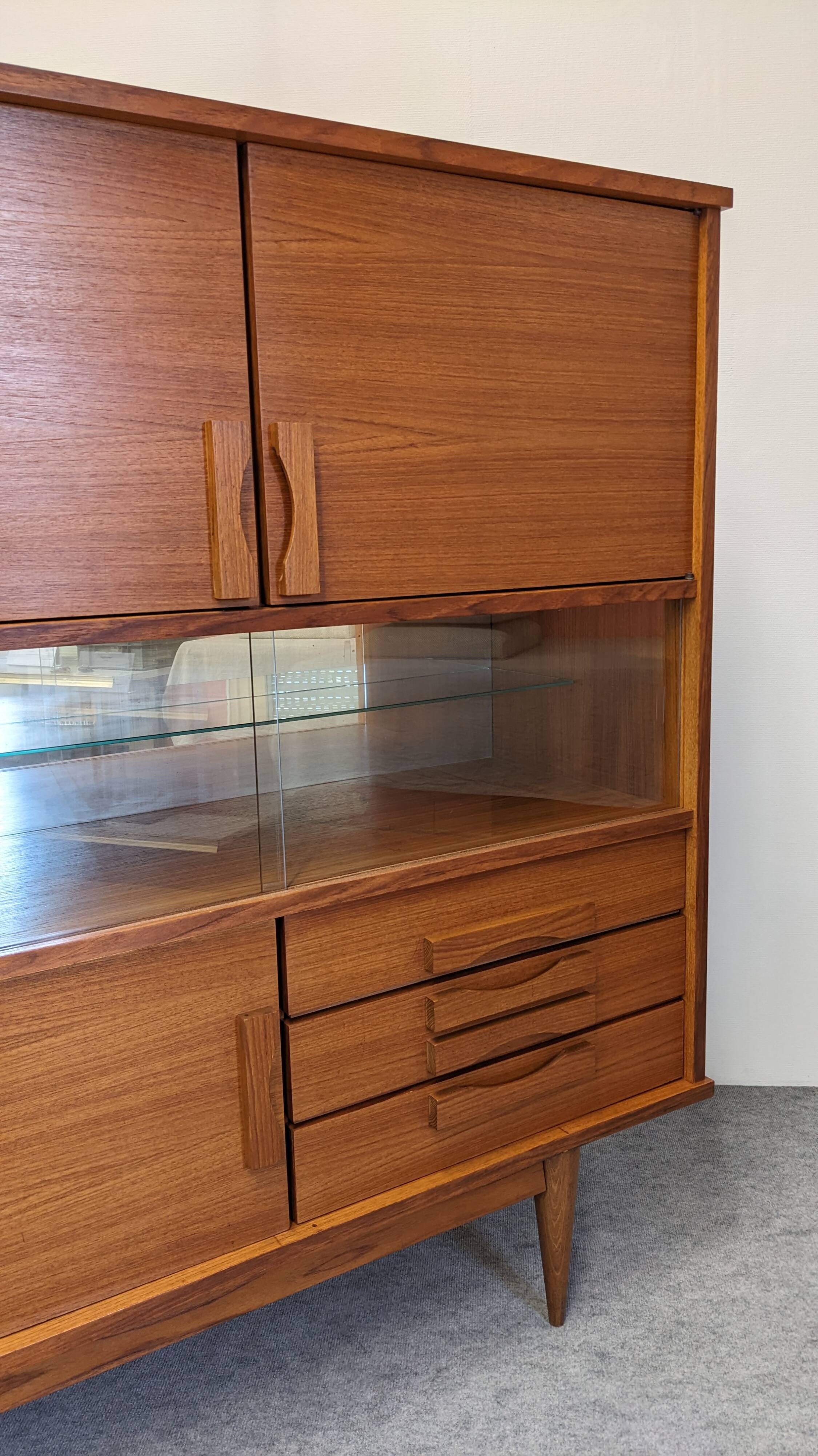 Buffet or high modernist sideboard in teak, France circa 1960.
