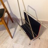 Magazine holder in gold metal and black / vintage dressing 60s-70s