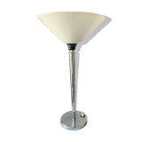 Art deco white opaline chrome lamp