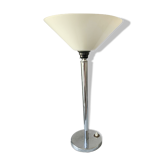 Lampe chromée opaline blanche art déco