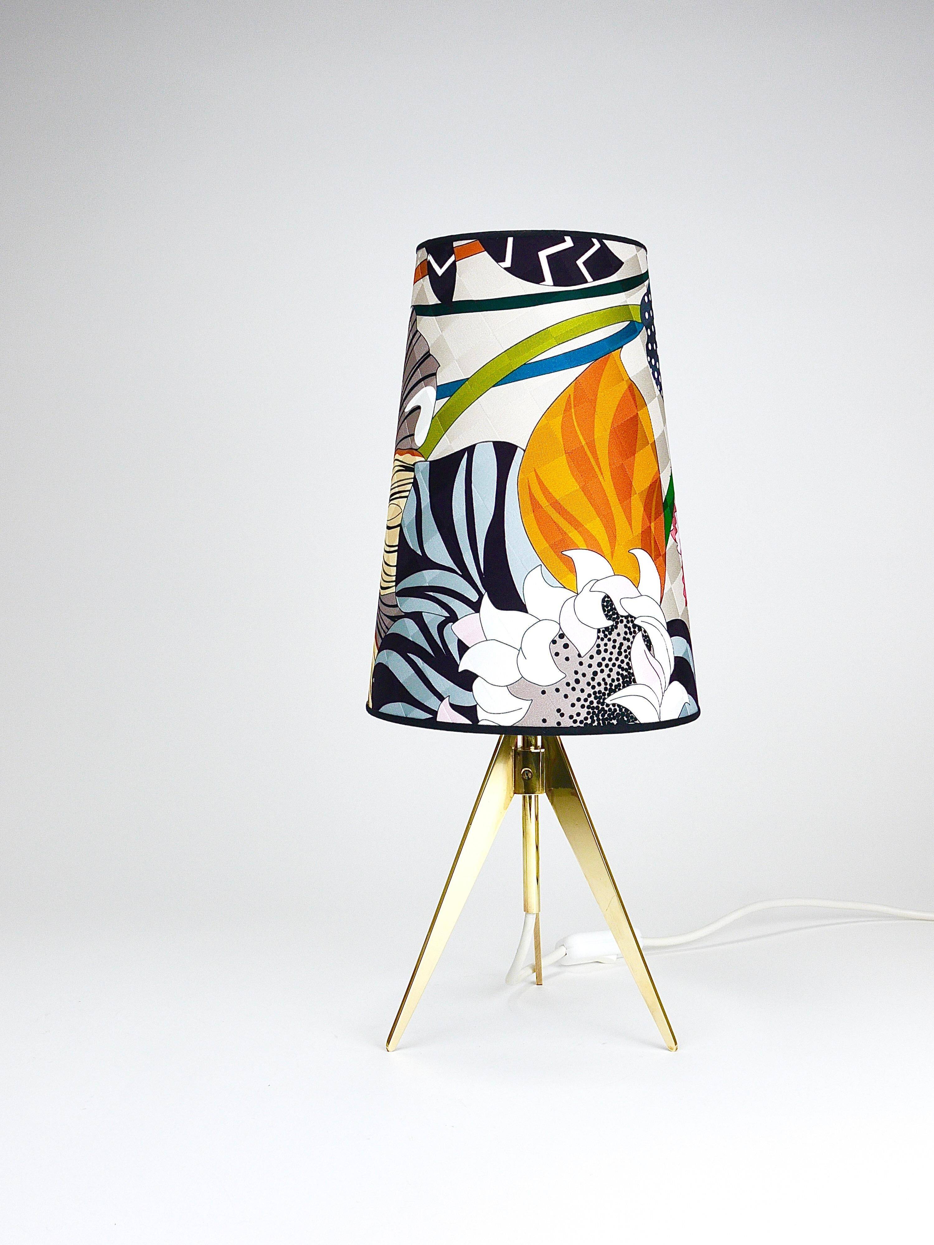 Adjustable tripod table lamp in brass Missoni x Kalmar Vienna, Austria, 1950s