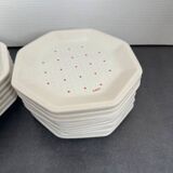 Set of 10 dinner plates and 6 Tiffany hexagonal soup plates
