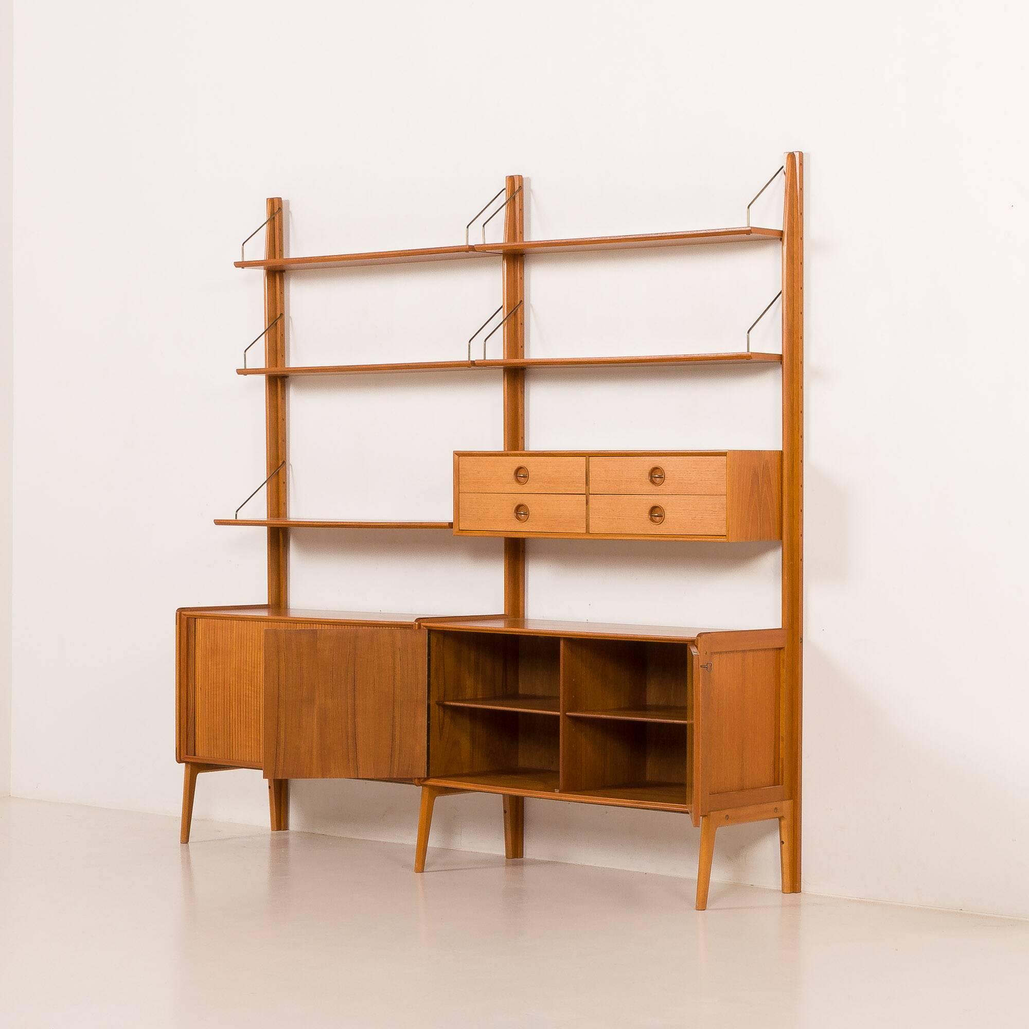 Fredrik A. Kayser teak free standing wall unit for Gustav Bahus, Norway 196