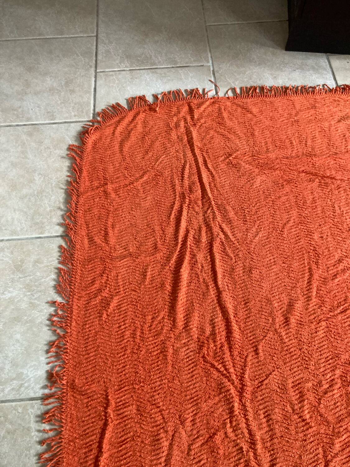 Orange chenille double bed cover