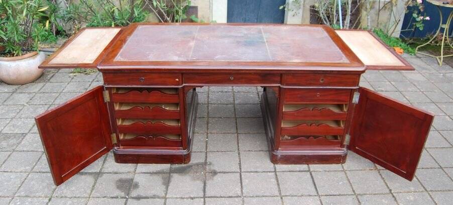 19th century Louis Philippe period mahogany pedestal desk
