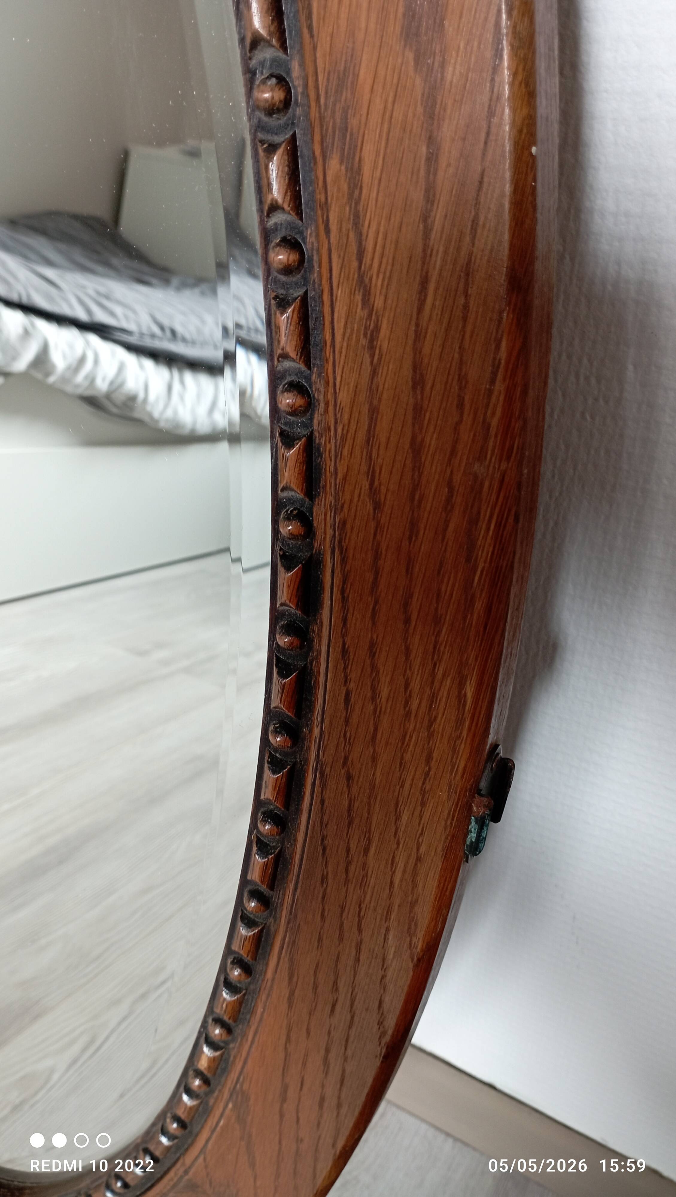 Miroir ovale bois vintage