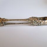 Art Nouveau sugar tongs in solid silver and vermeil