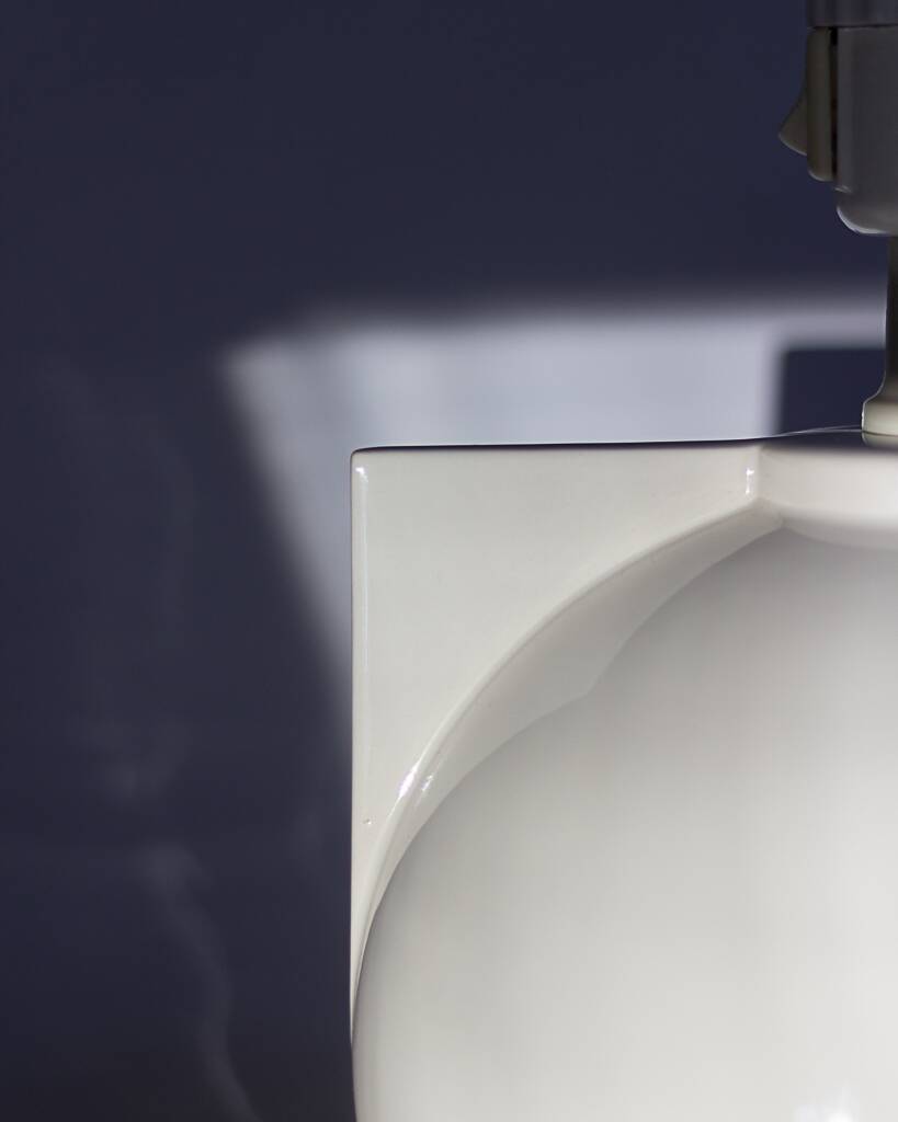Racket white ceramic lamp base, Ikea, 1989