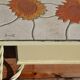 Ceramic coffee table Vallauris "Sunflower" signed Barrois