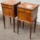 Pair of Louis XV bedside tables, 19th century, marquetry and pink marble