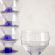 5 verres pied bleu style art déco