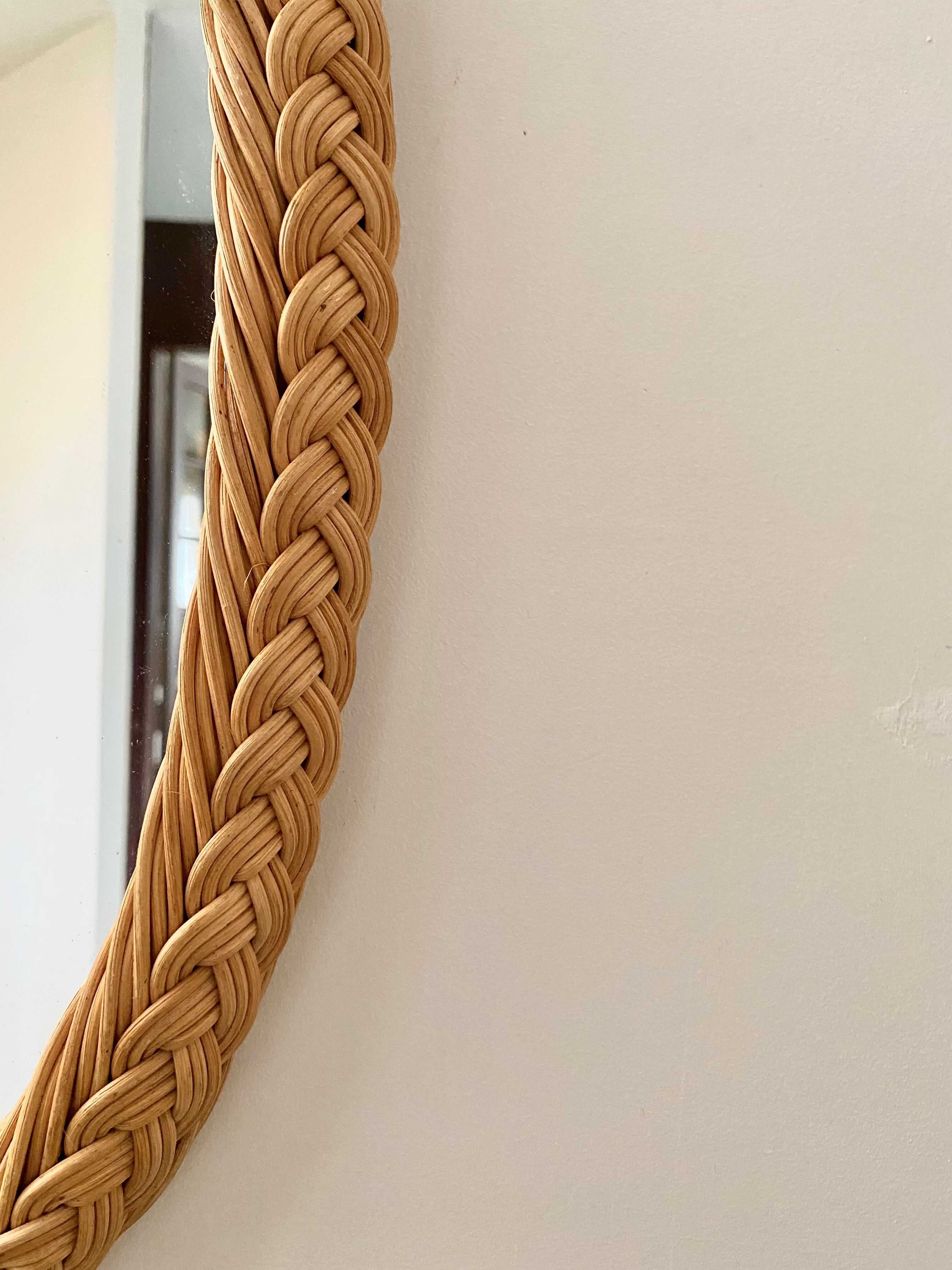 Braided rattan mirror