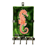 Small glazed ceramic seahorse wall plaque - key ring