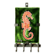 Small glazed ceramic seahorse wall plaque - key ring