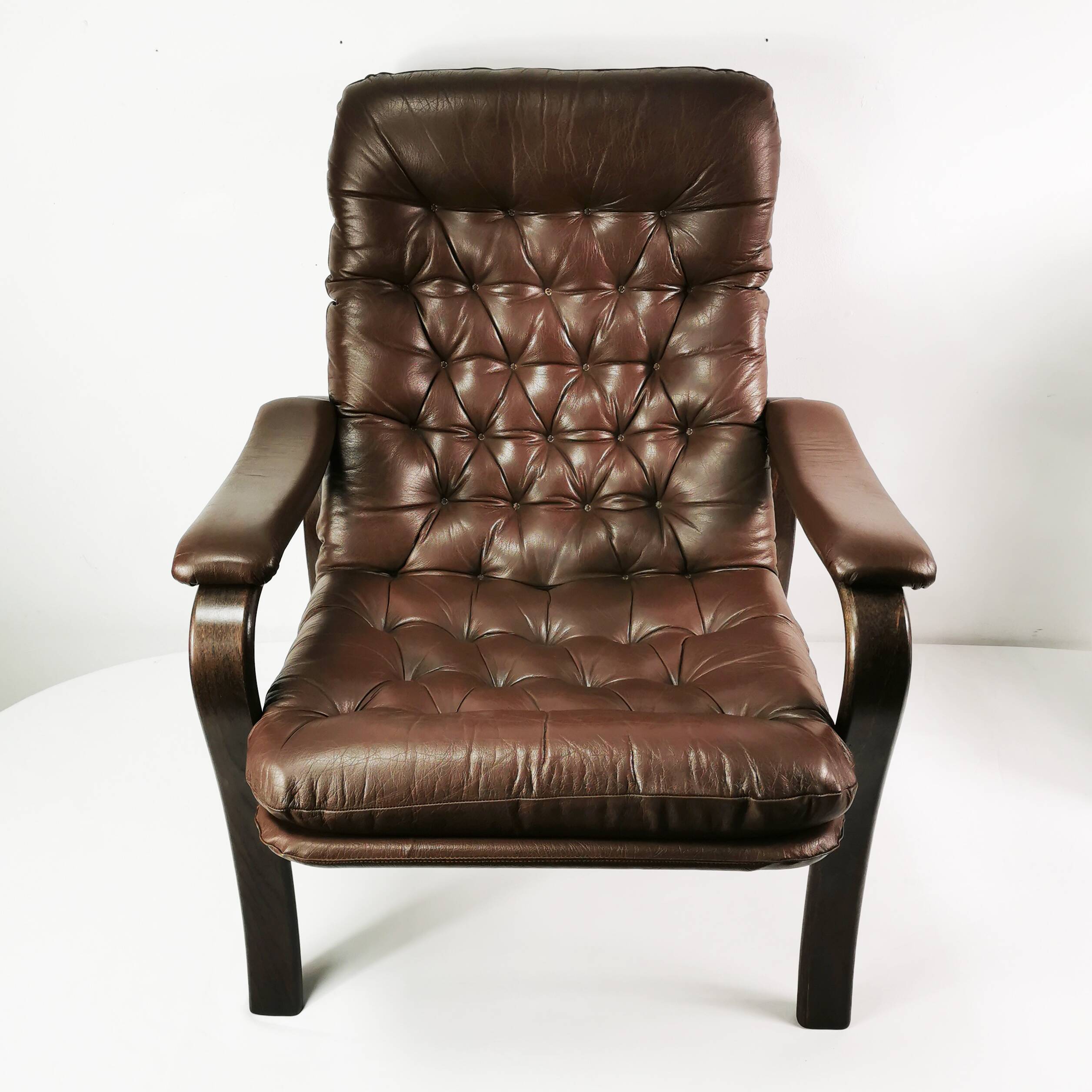 Mid Century Leather Armchair, Denmark, 1970s