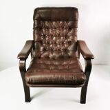 Mid Century Leather Armchair, Denmark, 1970s