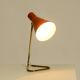 Beautiful, Large Mid-Century Modern Brass Table Lamp with a Brick-Red Shade