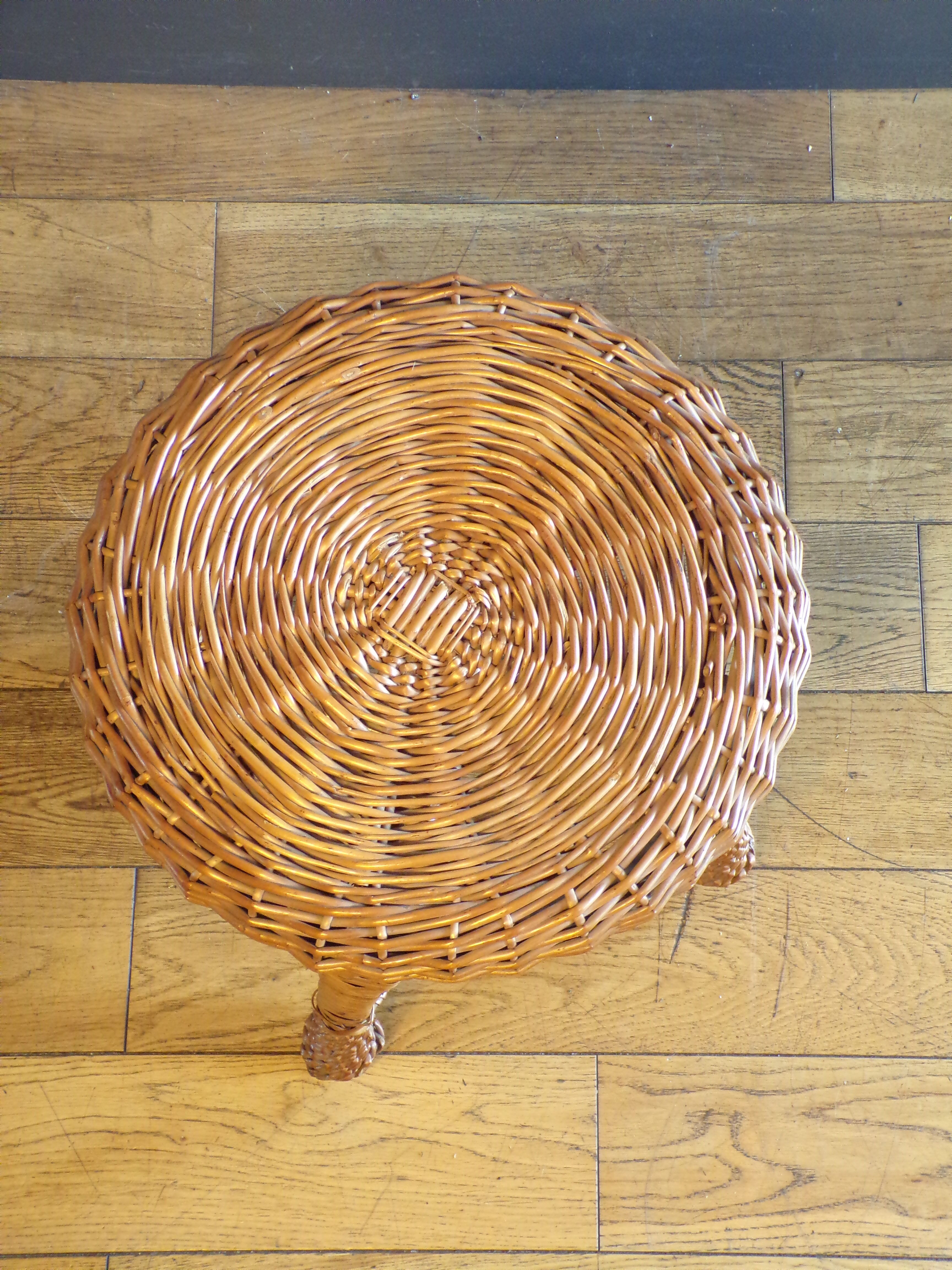 Round wicker stool 1960