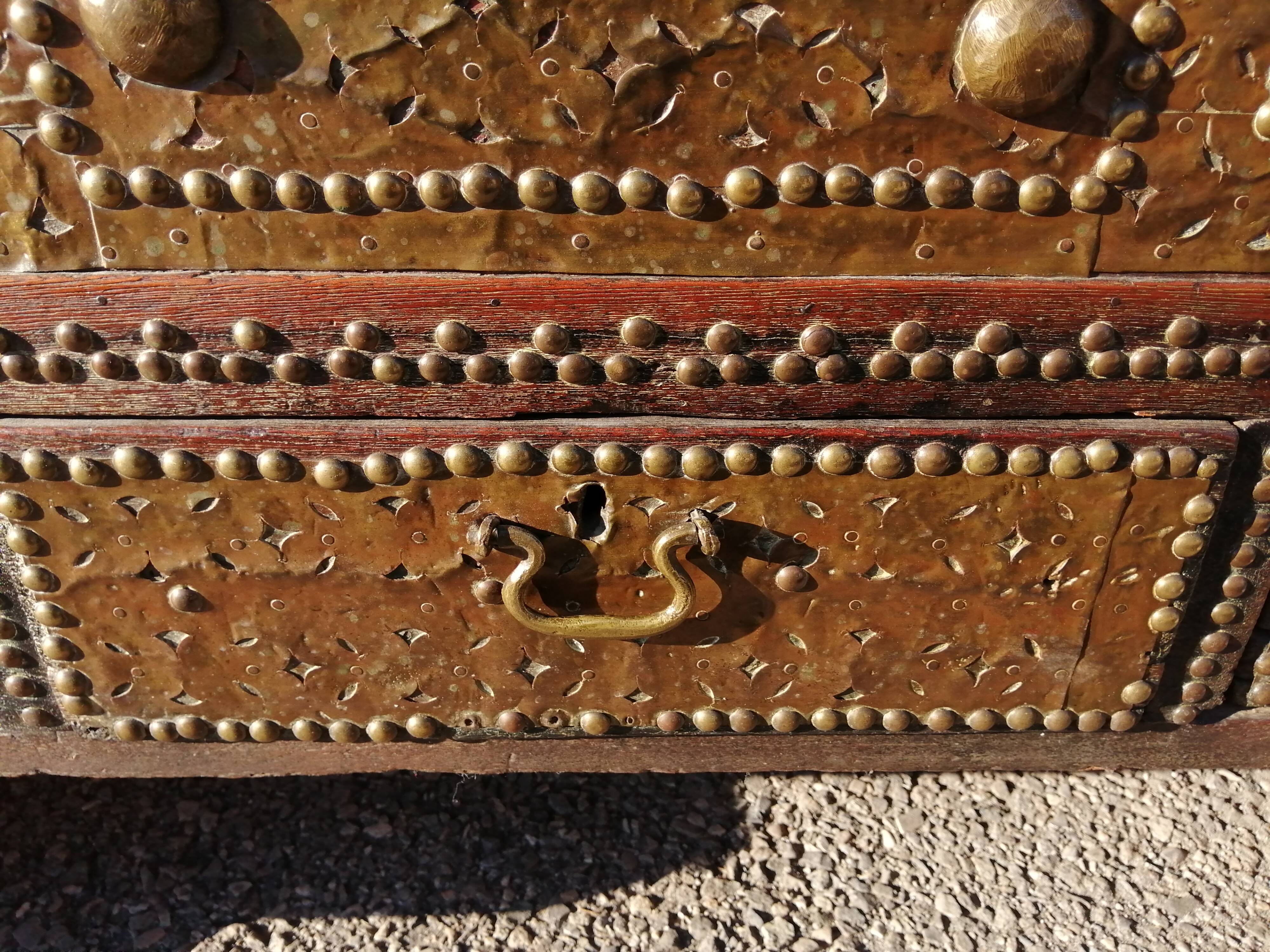 Oriental wedding chest in solid wood