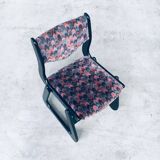 Mid-Century Modern Black Stained Wood Dining Chairs, 1970s, Set of 4