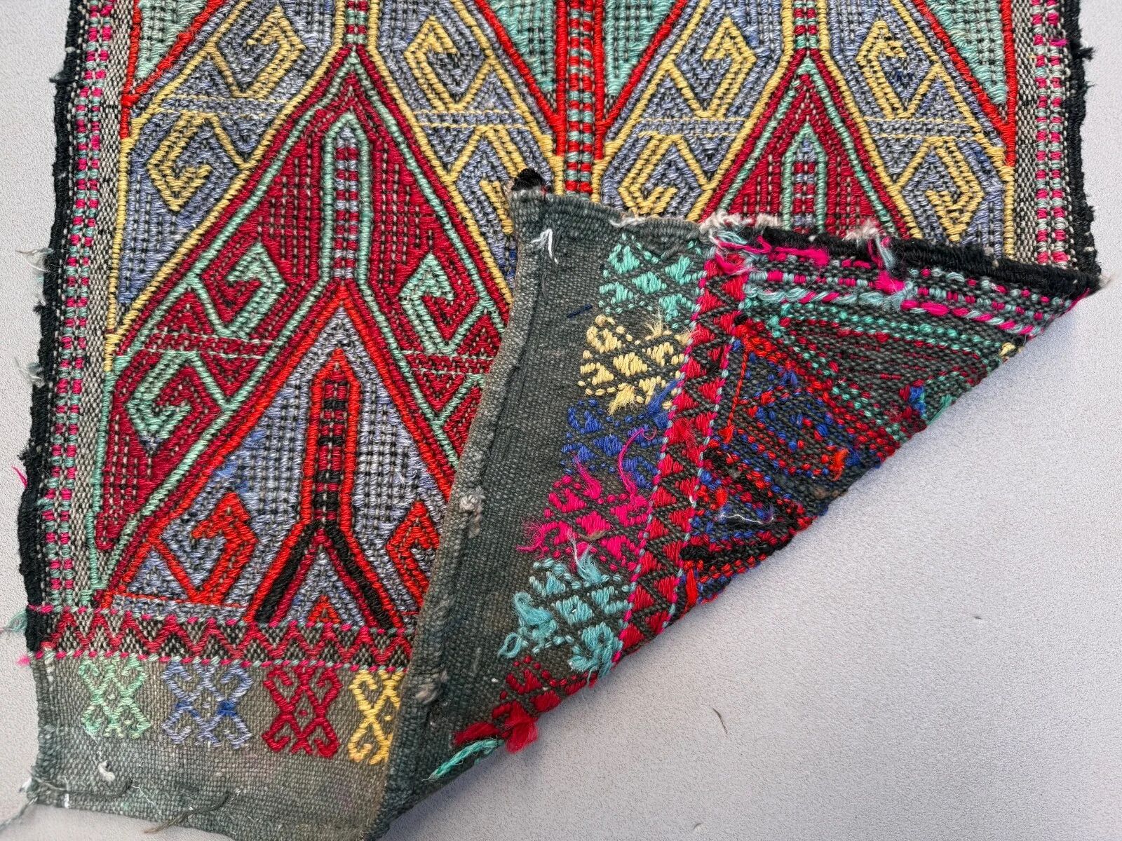 Vintage Turkish mini kilim 45x80 cm wool small kelim runner, shabby chic 2576