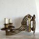 Art Nouveau style brass double piano wall lamp